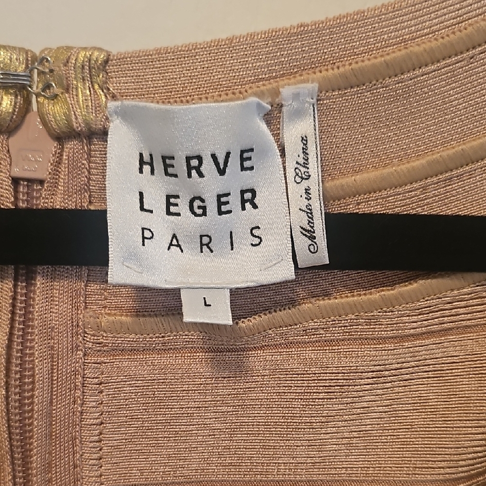 Herve Leger Gold Bandage Dress - Picture 2 of 4